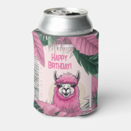 Pink Happy Lama lächeln Dosenkühler