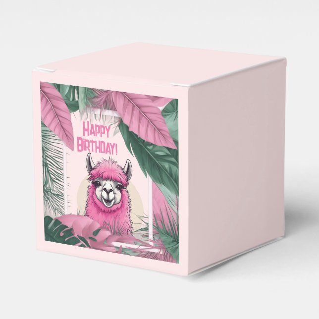 Pink Happy Lama lächeln Geschenkschachtel (Vorderseite)