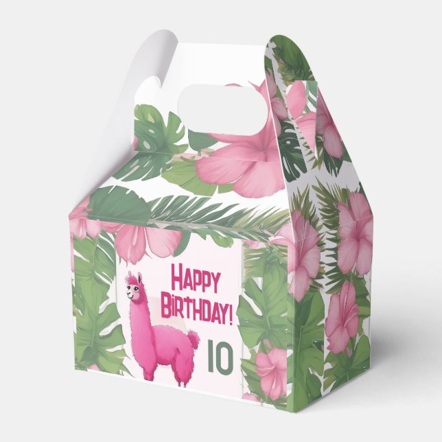 Pink Happy Lama lächeln Geschenkschachtel (Vorderseite)