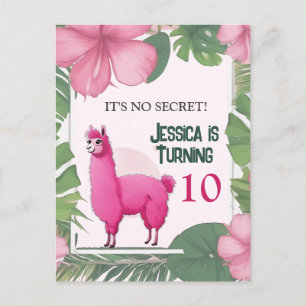 Pink Happy Lama lächeln Postkarte