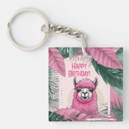 Pink Happy Lama lächeln Schlüsselanhänger
