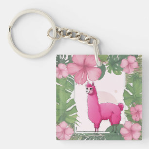 Pink Happy Lama lächeln Schlüsselanhänger