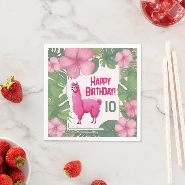 Pink Happy Lama lächeln Serviette (Beispiel)