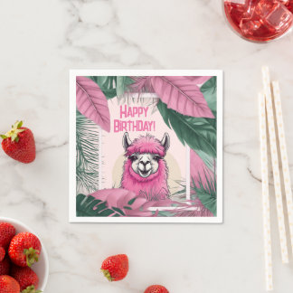 Pink Happy Lama lächeln Serviette