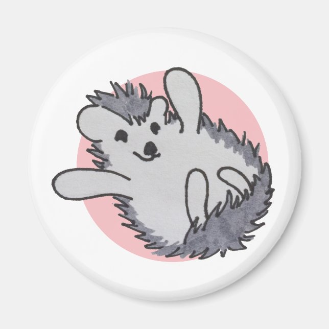Pink Happy Niedlich Igel Magnet (Vorne)