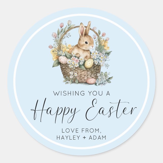 Pink Happy Oaster Bunny Runder Aufkleber (Easter Bunny Sticker )