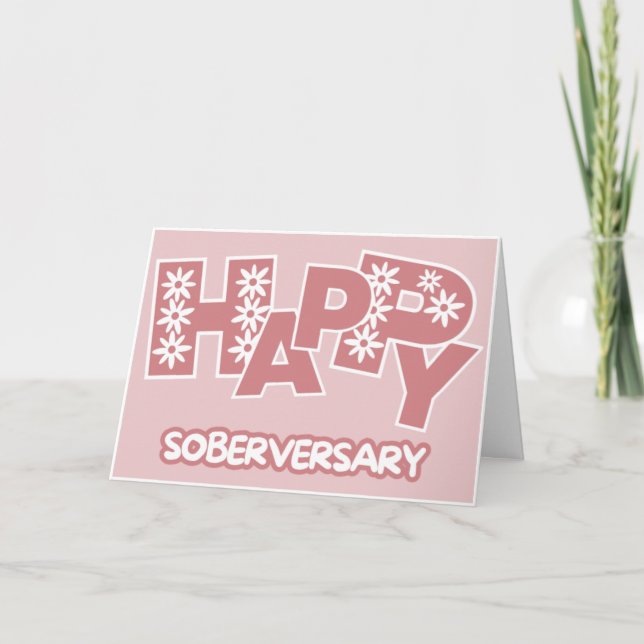 Pink Happy Soberversary, Sobriety Anniversary Karte (Vorderseite)