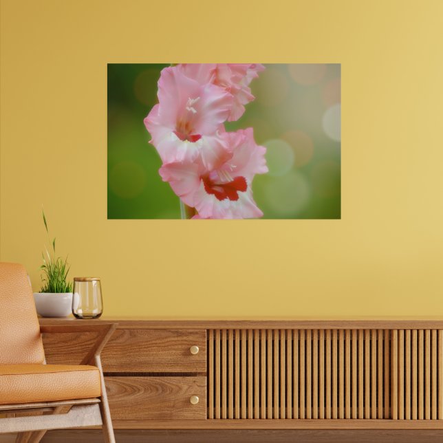 Pink Happy Sunshine Gladiolus Blume Künstlerisch Poster (Wohnzimmer 2)