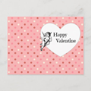 Pink Happy Valentine Cupid Postkarte