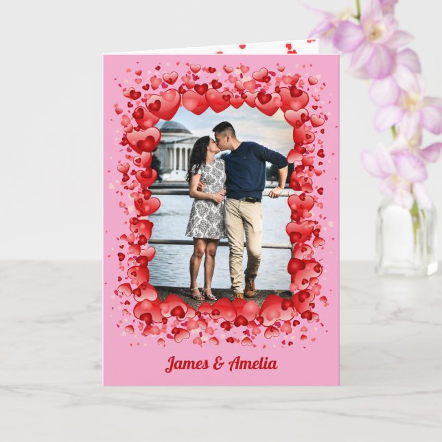 Pink Happy Valentine's Day Foto Romantische Herzen Karte (Orchidee)