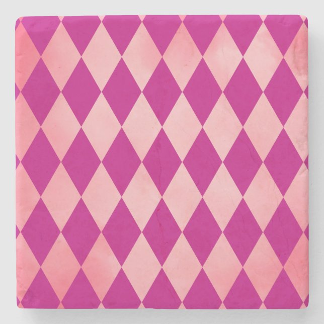 Pink Harlequin Diamond Pattern Art Untersetzer (Vorderseite)