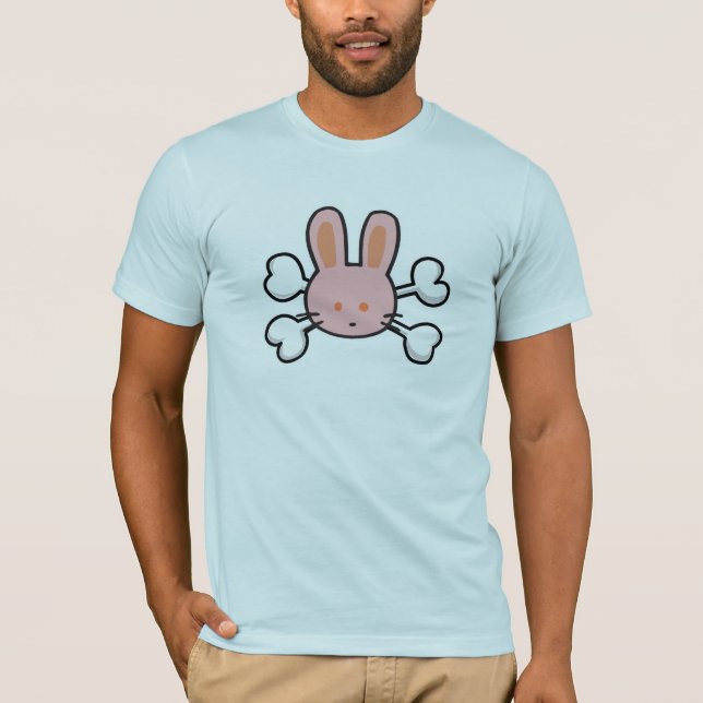 Pink-Hasen-Schädel und -Kreuze T-Shirt (Vorderseite)