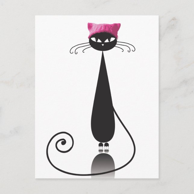 Pink Hat Kitty Cat Postkarte (Vorderseite)