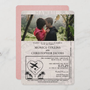 Pink Hawaii Pass Einladung zur Hochzeit