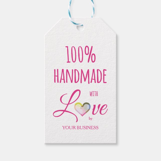 Pink Heart 100% Quote Craft Articles Handmade Geschenkanhänger (Vorderseite)