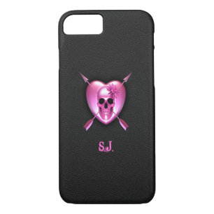 Pink Heart and Skull iPhone 7 Coque