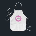 Pink heart apron for kids | Personalize name Kinderschürze<br><div class="desc">Cute pink and white heart kitchen apron for kids | Personalizable name. Personalized painting, drawing, art & crafts, baking or cooking aprons for small children. Add name in love symbol design. Funny illustration with name of child. Playful childrens aprons in beige, yellow and white. Creative art for little boys and...</div>