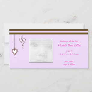 PInk Heart Baby Announcement Foto Cards Ankündigung