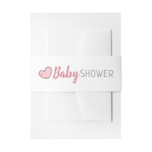 Pink Heart Baby Dusche Einladung Bauchband Einladungsbanderole