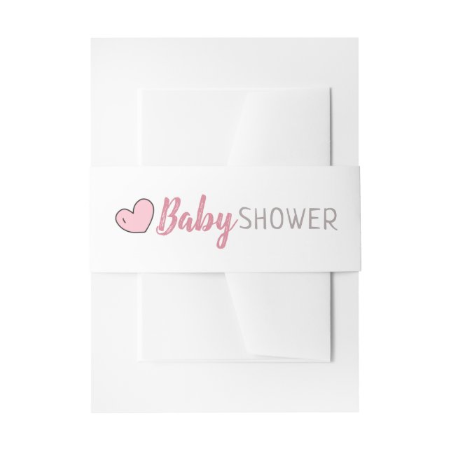 Pink Heart Baby Dusche Einladung Bauchband Einladungsbanderole (Vorderseite Beispiel)