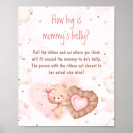 Pink Heart Baby Dusche wie groß ist Mama's Bauch Poster
