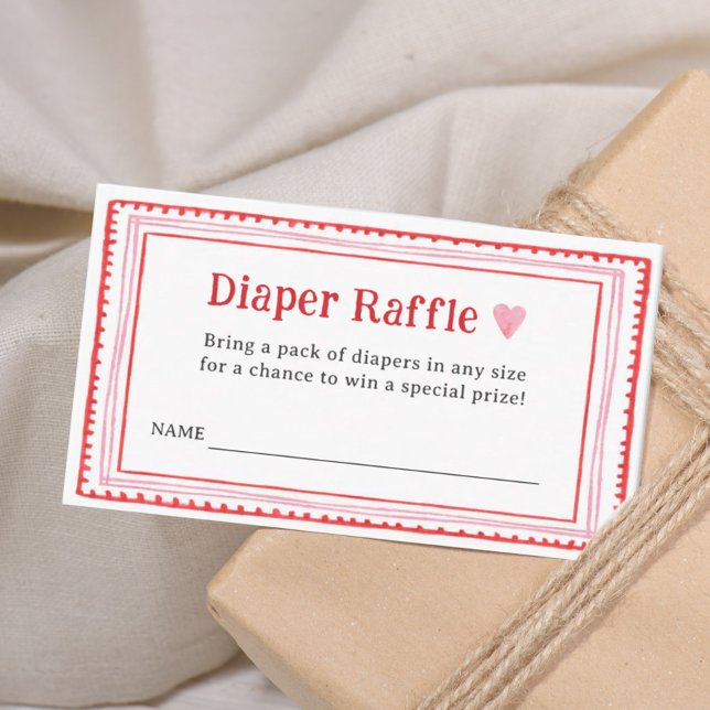Pink Heart Baby Dusche Windeln Raffle Tickets Begleitkarte (Von Creator hochgeladen)