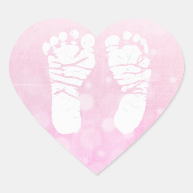 Pink Heart Baby Footprints von Stickern Herz-Aufkleber (Vorderseite)