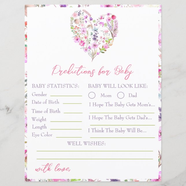 Pink Heart Baby in Bloom Baby Vorhersagen (Vorderseite)