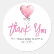 Pink Heart Balloon Baby Dusche Vielen Dank