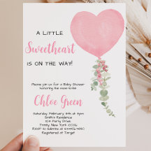 Pink Heart Balloon Babydusche