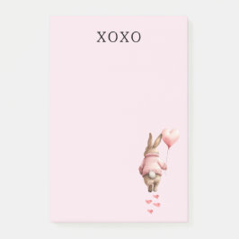 Pink Heart Balloon footsteps Bunny Post-it Klebezettel