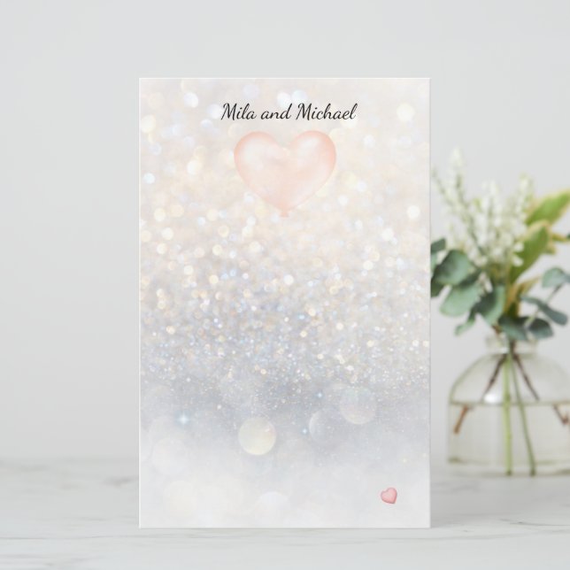 Pink Heart Balloon Stationery Briefpapier (Stehend Vorderseite)