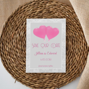 Pink Heart Balloons Ankündigung Datum freihalten