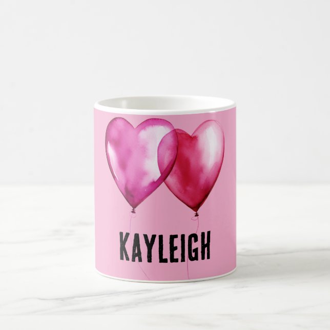 Pink Heart Balloons Kaffeetasse (Mittel)