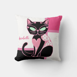 Pink Heart Black Cat Throw Kissen Kissen Kissen