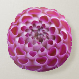 Pink Heart Blume Dahlia Bloom Floral Muster Rundes Kissen