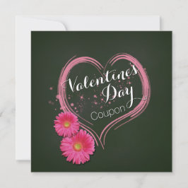 Pink Heart Blume Valentinstag Coupon-Karte Feiertagskarte
