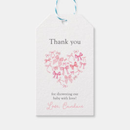 Pink Heart Bow Baby Dusche danke Ihnen Gast favori Geschenkanhänger