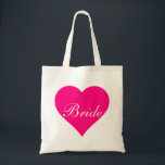 Pink Heart Bride Tragetasche<br><div class="desc">This personalized name monogram cute vintage tote bag is best gift idea for bride and bridesmaids at weddings.</div>