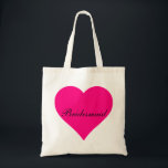 Pink Heart Bridesmaid Tragetasche<br><div class="desc">This personalized name monogram cute vintage tote bag is best gift idea for bride and bridesmaids at weddings.</div>