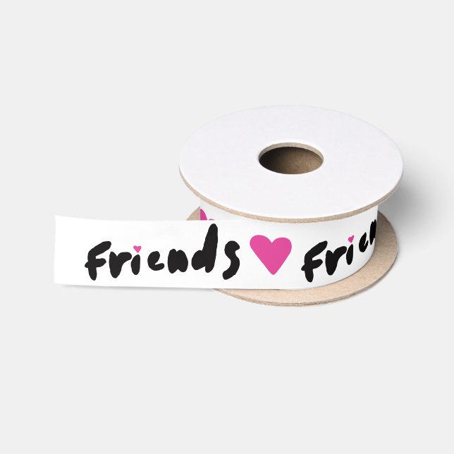 Pink Heart Buddies Klettern Freundschaften schließ Satinband (Spule)
