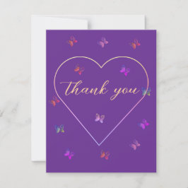 Pink Heart Butterfly Girl Dusche Dankeskarte