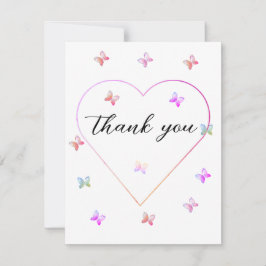 Pink Heart Butterfly Girl Dusche Dankeskarte