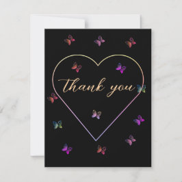 Pink Heart Butterfly Girl Dusche Dankeskarte