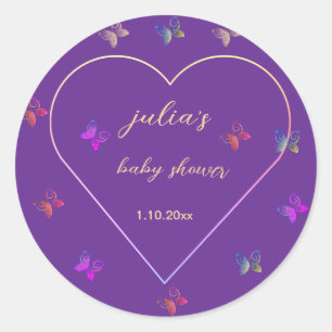 Pink Heart Butterfly Girl Dusche Runder Aufkleber