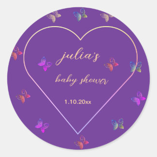 Pink Heart Butterfly Girl Dusche Runder Aufkleber