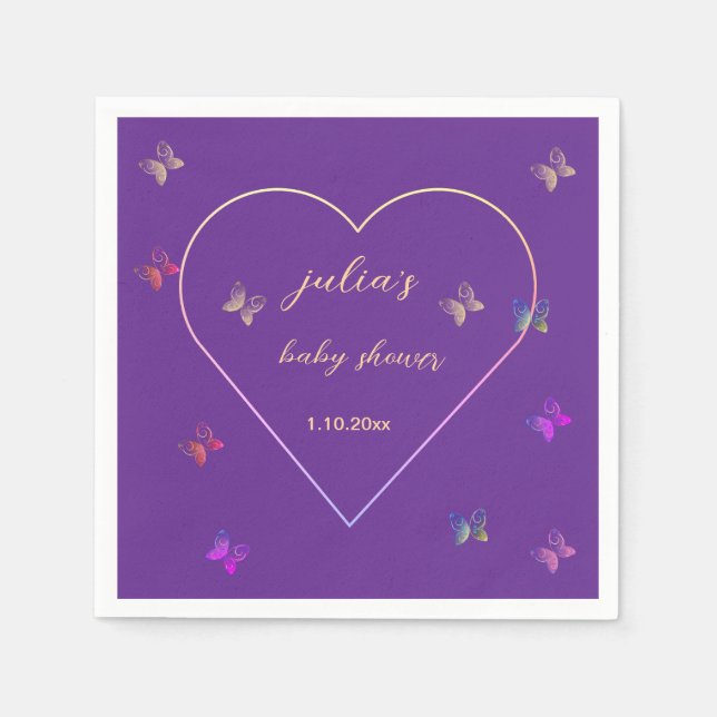 Pink Heart Butterfly Girl Dusche Serviette (Vorderseite)