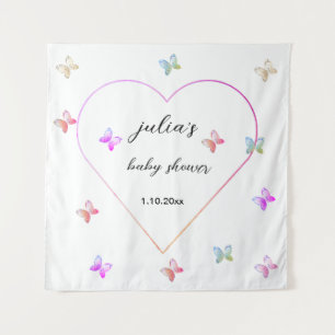 Pink Heart Butterfly Girl Dusche Wandteppich