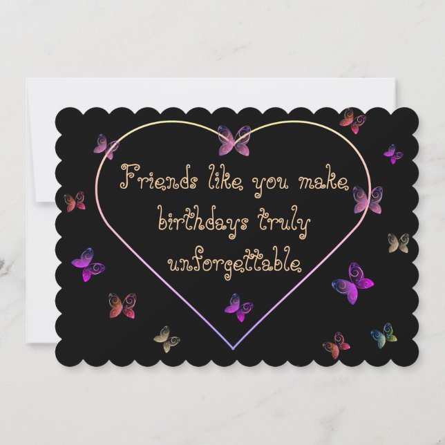 Pink Heart Butterfys Geburtstag danke Ihnen Karte (Rückseite)