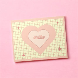 Pink Heart Checkered Pattern Valentinstag Notizblock